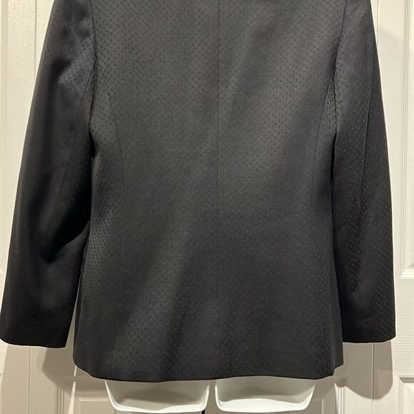 Sunny Choi Black Embossed Lined Wool Blazer Size 10 - Picture 9 of 12